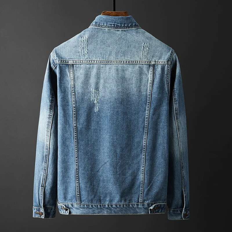 Muška vintage traper jakna Jesenska nova korejska moda Jean kaput Ulična muška ležerna široka jakna velika veličina 4XL 5XL