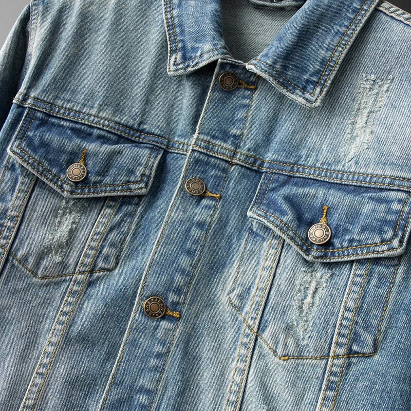 Muška vintage traper jakna Jesenska nova korejska moda Jean kaput Ulična muška ležerna široka jakna velika veličina 4XL 5XL