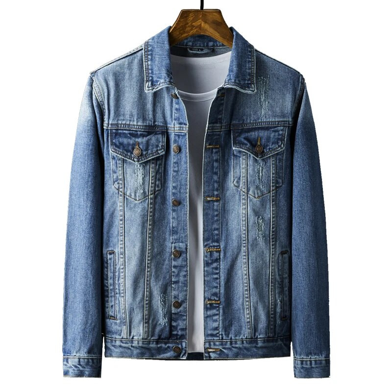 Muška vintage traper jakna Jesenska nova korejska moda Jean kaput Ulična muška ležerna široka jakna velika veličina 4XL 5XL