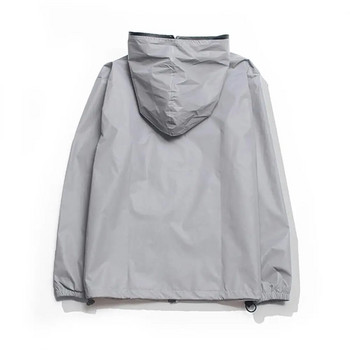 Unisex μακρυμάνικο φερμουάρ Ανακλαστικό μπουφάν με κουκούλα Windbreaker Streetwear