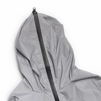 Унисекс светлоотразително яке с дълъг ръкав и качулка, ветровка, улично палто