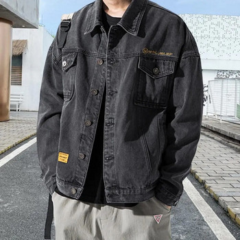 Дънково яке с дълъг ръкав Мъжко универсално дънково палто в корейски стил Дънково палто за парти