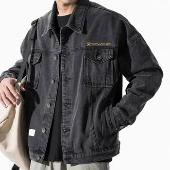Дънково яке с дълъг ръкав Мъжко универсално дънково палто в корейски стил Дънково палто за парти