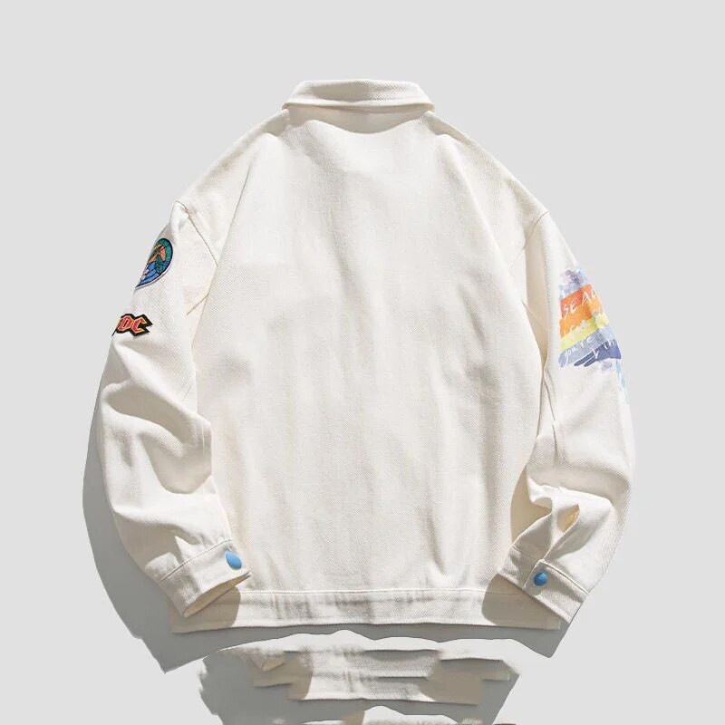 2023-as új tavaszi és őszi divat koreai kiadás, laza és lezser dizájn Graffiti betűnyomtatással kis férfi dzseki