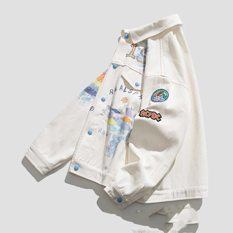 2023-as új tavaszi és őszi divat koreai kiadás, laza és lezser dizájn Graffiti betűnyomtatással kis férfi dzseki