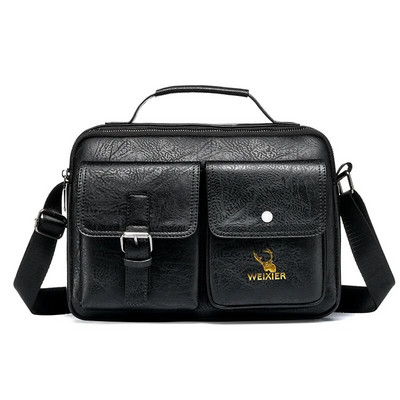 Geantă de umăr pentru bărbați, vintage, din piele PU, pachet Crossbody Genți de afaceri pentru bărbați, ocazional, retro, de călătorie, de birou.
