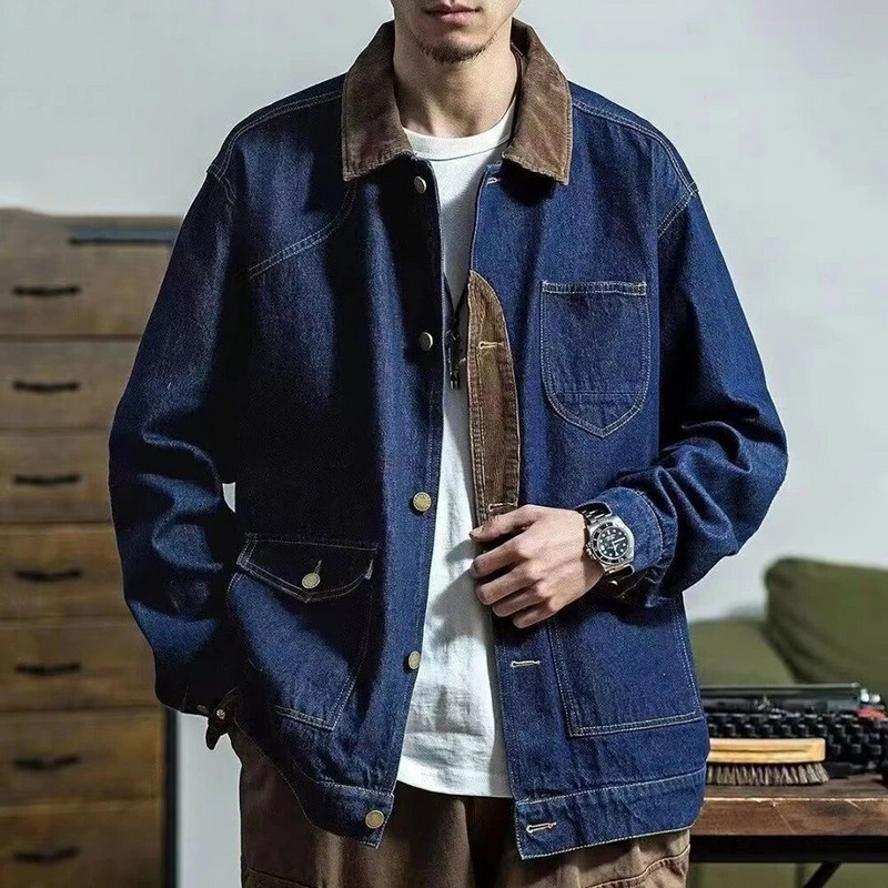 2024. Proljetno-jesenski stil američke ulične retro jake lovačke kargo jakne, muška vojna jakna od ispranog trapera, muška labava