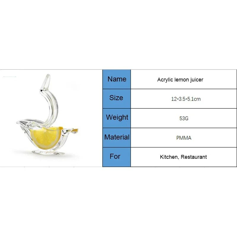 1 vnt akrilo citrinų spaudyklė rankinė citrinų sulčiaspaudė paukščio formos rankinė apelsinų citrusinių vaisių spaudimo sulčiaspaudė, išspausti virtuvės įrankiai