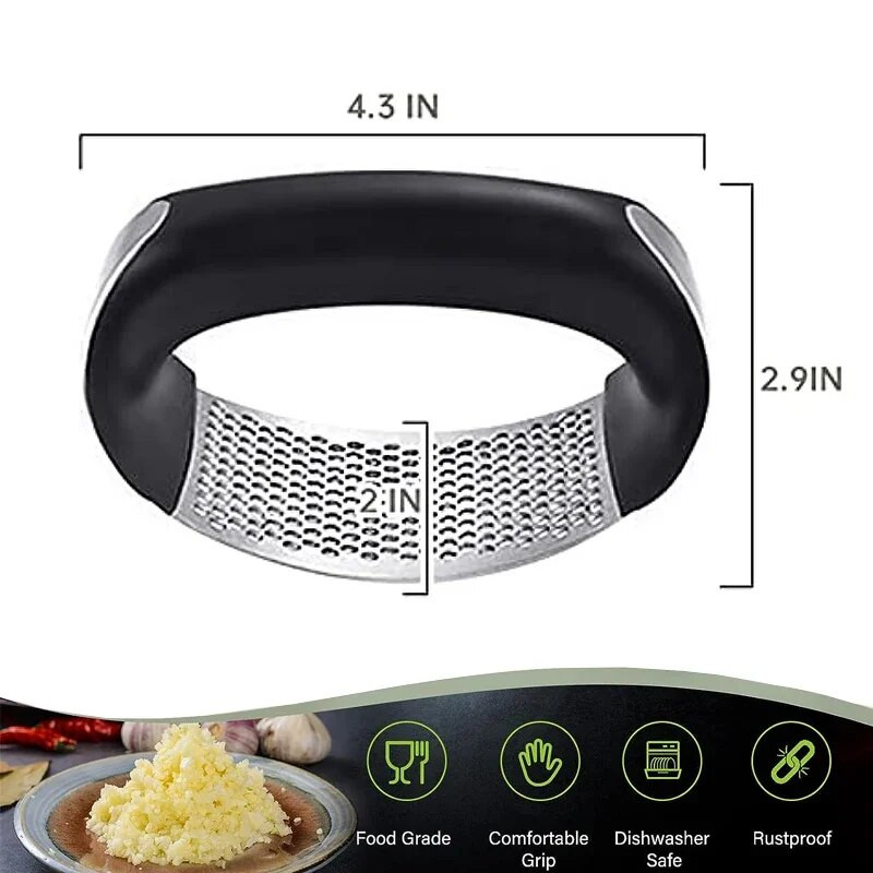 Set de balansoare pentru presă de usturoi din oțel inoxidabil Tocator de usturoi premium Design în formă de arc Concasor de usturoi Accesorii pentru bucătărie Gadget