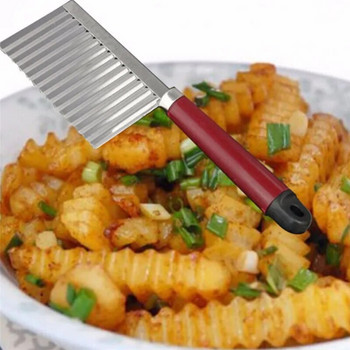 Резачка за пържени картофи Нож за картофи от неръждаема стомана с вълнисти ръбове Белачка за зеленчуци и плодове Инструменти за готвене Кухненска джаджа