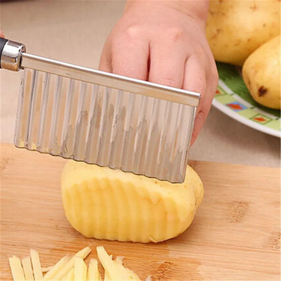 Резачка за пържени картофи Нож за картофи от неръждаема стомана с вълнисти ръбове Белачка за зеленчуци и плодове Инструменти за готвене Кухненска джаджа