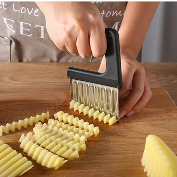 Πατατάκια κοπής πατατών από ανοξείδωτο ατσάλι Μαχαίρι κοπής τηγανιτών πατατών Μαχαίρι κατασκευής Peeler Cut Vegetable Crinkle Crinkle Wavy Slicer Knive