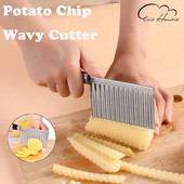 Nerūdijančio plieno bulvių drožlių banguotasis pjaustytuvas, vaisinių daržovių raukšlių banguotas peilis, tešlos rankinis choppe, gruzdintuvė, virtuvės prietaisai