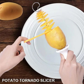 Направи си сам спираловидна резачка за картофи Наниз Въртете картофен чипс Кула за нарязване Ръчна усукана резачка за картофи Творчески кухненски джаджи Инструменти