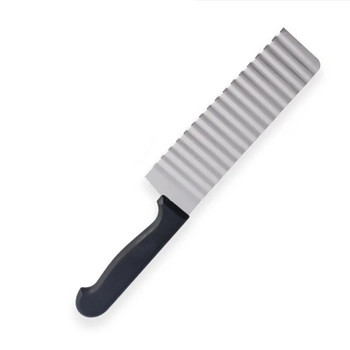Дълъг инструмент за нарязване на картофен чипс от неръждаема стомана, тесто за зеленчуци, плодови бръчки, вълнообразен нож за нарязване, нож за картофи, чопър, уред за пържене