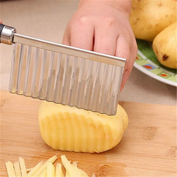 Резачка за пържени картофи Нож с вълнообразни ръбове от неръждаема стомана Кухненска джаджа Белачка за зеленчуци и плодове Инструменти за готвене