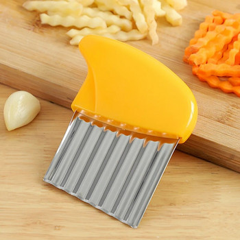 Вълнорезна резачка за картофи от неръждаема стомана Резачка за картофен чипс Нож за пържени картофи Нож за зеленчуци Резачка Инструменти за рязане Кухненски джаджи