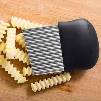 Вълнорезна резачка за картофи от неръждаема стомана Резачка за картофен чипс Нож за пържени картофи Нож за зеленчуци Резачка Инструменти за рязане Кухненски джаджи