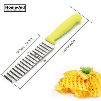 Cuțit pentru cartofi prăjiți din oțel inoxidabil pentru cartofi prăjiți Chip cu lamă zimțată Tăiere ușoară, banane, fructe, tocator cuțit pentru cartofi