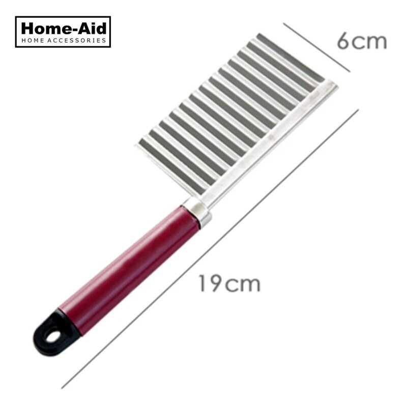 Cuțit pentru cartofi prăjiți din oțel inoxidabil pentru cartofi prăjiți Chip cu lamă zimțată Tăiere ușoară, banane, fructe, tocator cuțit pentru cartofi