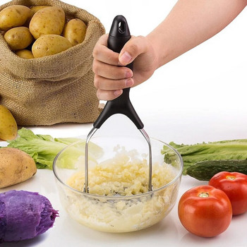 Преса за картофи от неръждаема стомана, сгъваема машина за зеленчуци и плодове, ръчна преса за чесън