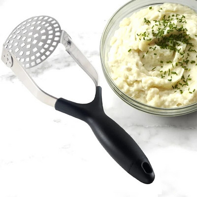 Mașină de zdrobire de cartofi din oțel inoxidabil Presă de usturoi de mână pentru legume și fructe