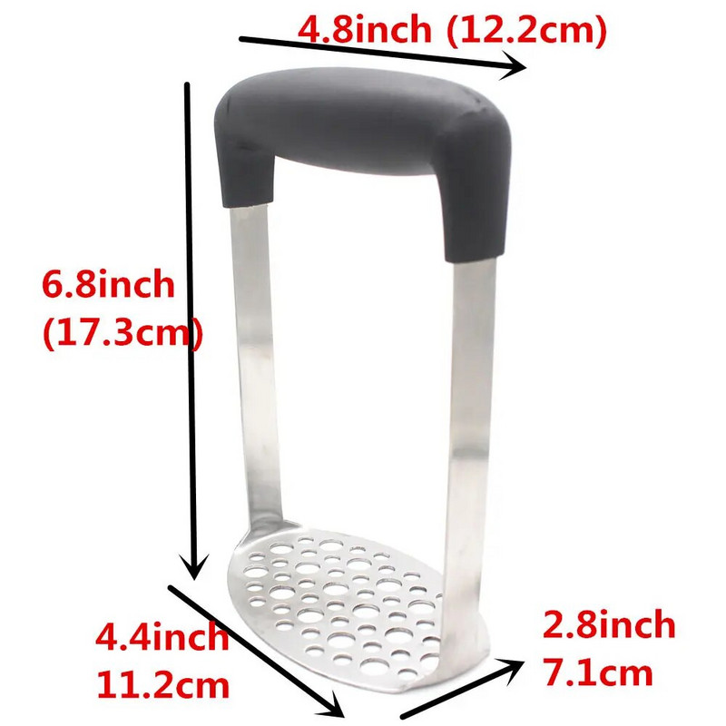 Mașină de zdrobire de cartofi din oțel inoxidabil Presă de usturoi de mână pentru legume și fructe