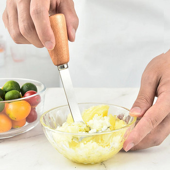 Кухненски инструмент за смачкване на картофи Leeseph от неръждаема стомана, инструмент за смачкване на картофи Ръчна машина за смачкване с дървена дръжка