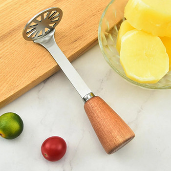 Кухненски инструмент за смачкване на картофи Leeseph от неръждаема стомана, инструмент за смачкване на картофи Ръчна машина за смачкване с дървена дръжка