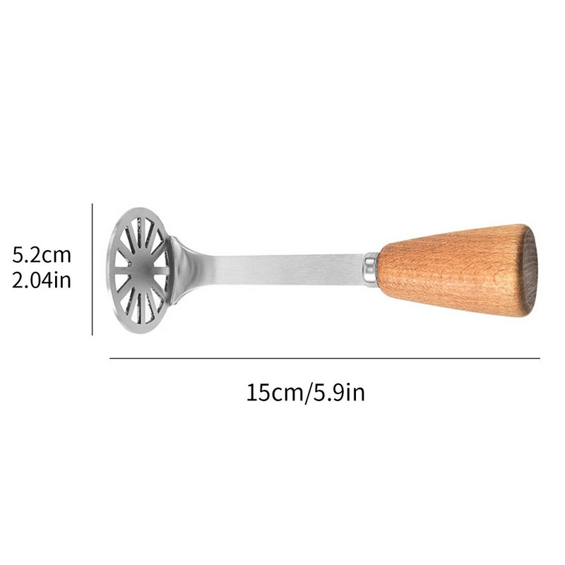 Instrument de bucătărie Leeseph din oțel inoxidabil pentru zdrobire de cartofi, instrument de zdrobire de cartofi Masina manuală cu mâner de lemn