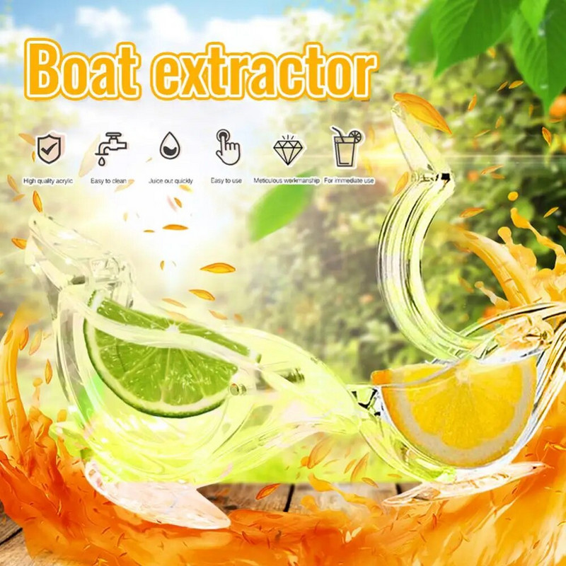 Akril citromlé csíptető átlátszó kézi citrom szelet facsaró halmadár alakú narancssárga citrusprés gyümölcsprés konyhai eszközök