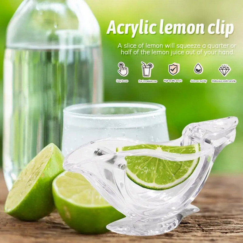 Akril citromlé csíptető átlátszó kézi citrom szelet facsaró halmadár alakú narancssárga citrusprés gyümölcsprés konyhai eszközök