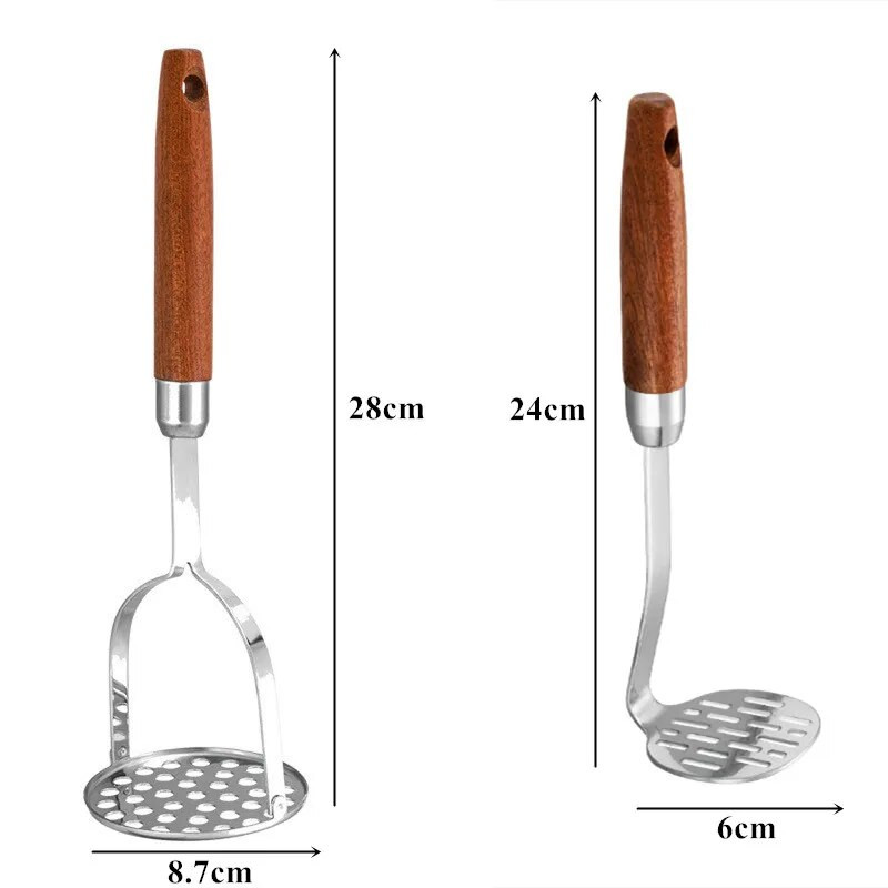 Mașină de zdrobire de cartofi presată din oțel inoxidabil de uz casnic cu mâner din lemn Mașină de sucuri Tocător manual de legume Tocător de alimente Gadget de bucătărie
