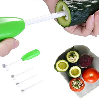 4gab/komplekts Virtuves sīkrīku piederums Vege urbjmašīnas rakšanas serdeņa gatavošanas rīks Dārzeņu spirālveida griezējs Spiralizer radošs virtuves priekšmets