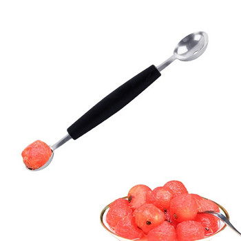 2в1 Нож за издълбаване на плодова топка с две глави Плодове киви, вода, лимон, копач за пъпеш, буркан за плодове, картофено пюре, лъжица за сладолед