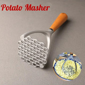 Masina manuală de zdrobire de cartofi, presă de cartofi din aliaj de aluminiu, tocator de legume cu mâner din lemn, zdrobitor de cartofi și fructe, gadgeturi de bucătărie