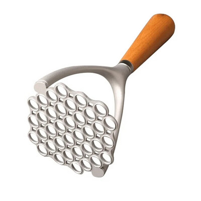 Masina manuală de zdrobire de cartofi, presă de cartofi din aliaj de aluminiu, tocator de legume cu mâner din lemn, zdrobitor de cartofi și fructe, gadgeturi de bucătărie