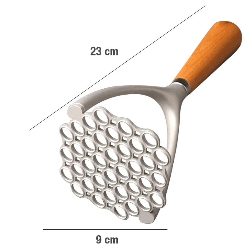 Masina manuală de zdrobire de cartofi, presă de cartofi din aliaj de aluminiu, tocator de legume cu mâner din lemn, zdrobitor de cartofi și fructe, gadgeturi de bucătărie