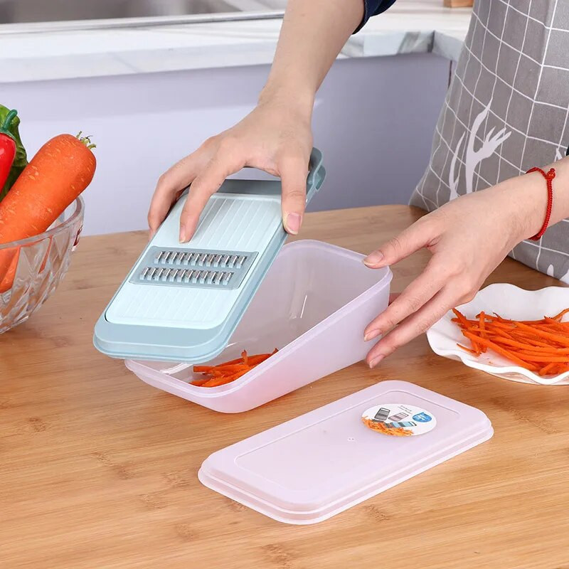 Bucătărie tăietor legume răzătoare 6 în 1 tocator multifuncțional cuțit cu coș tocator fructe cartofi gadgeturi multifuncționale