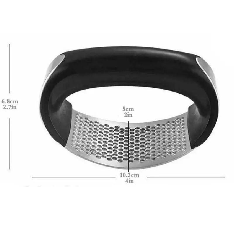 Nerūdijančio plieno česnako spaudimo smulkintuvas Česnakų preso arkos formos česnako smulkintuvas su ergonomiška rankena, skirta kepti virtuvėje