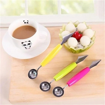 1PC Creative Fruit Carving Knife Watermelon Baller Ice Cream Dig Ball Scoop Spoon Baller Diy Assorted Cold Dishes Tool