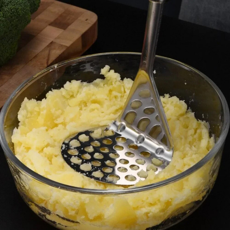 Mașină de zdrobire de cartofi din oțel inoxidabil Presă de nămol pentru cartofi Concasor manual de cartofi Presă de nămol de bucătărie Cuțit de fructe și legume Gadget de bucătărie