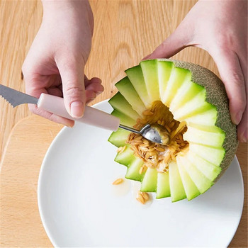 Πιατέλα φρούτων Μαχαίρι σκαλίσματος Πεπόνι Κουτάλι Παγωτό Σκάψτε μεζούρα Καρπούζι Κουζίνα DIY Κρύα πιάτα Gadgets Slicer Εργαλεία Κόφτης τροφίμων