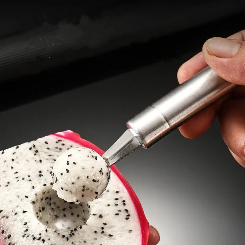 Cuțit multifuncțional pentru pepene galben cu cap dublu din oțel inoxidabil Cuțit pentru decorare a legumelor Cuțit pentru bile de fructe Accesorii pentru salată de bucătărie