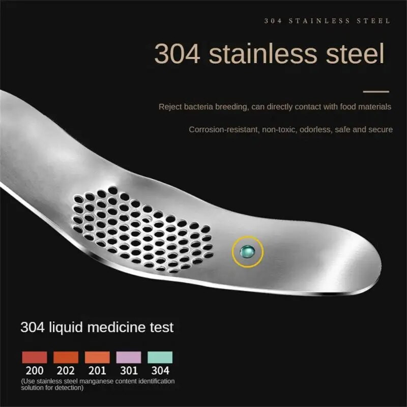 1 vnt virtuvės įtaisas, lenktas česnako presas, nerūdijančio plieno daugiafunkcis rankinis česnako skiltelės, virtuvės česnako preso įrankis