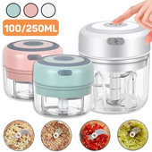 100/250mL Electric Mini Chopper Επαναφορτιζόμενη Μικρή Κουζινομηχανή για Πουρέ Σκόρδου Κρεμμύδι Βότανα Λαχανικών Ginger Fruit Blender