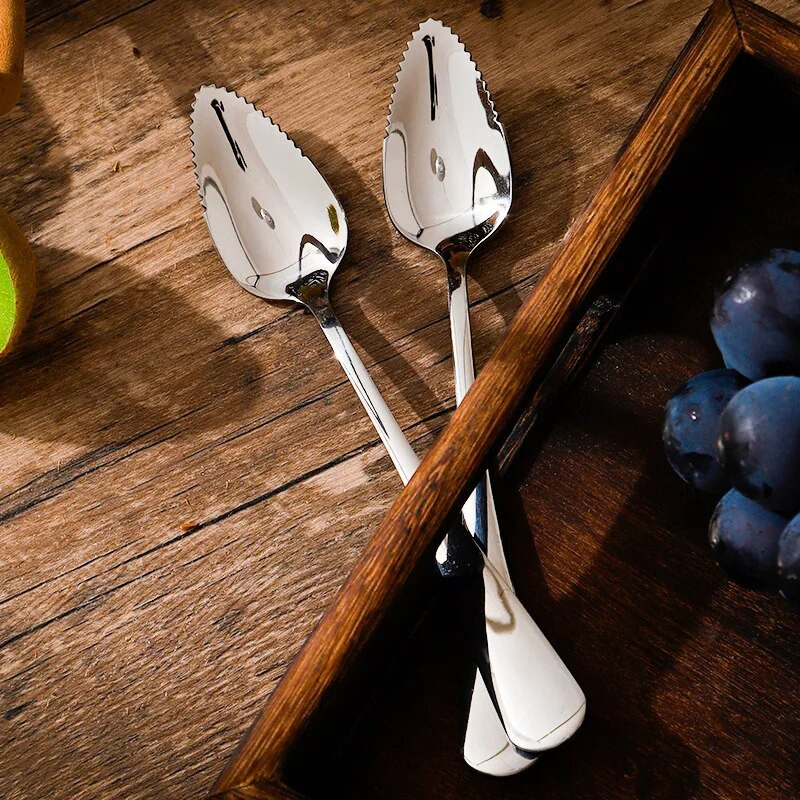 Nerūdijančio plieno kivių mango šaukštas dantytais kraštais vaisių šveitimo purvo pjaustymo įrankių indai Kūdikių virtuvės kombainai Virtuvės priedai