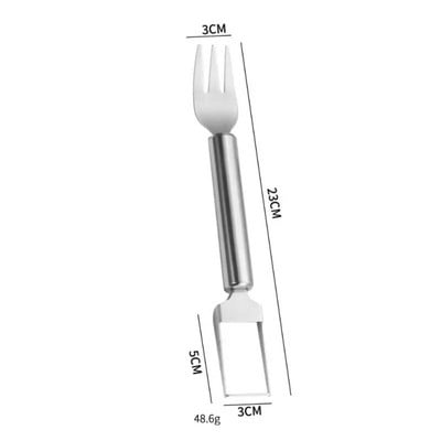 1 vnt. arbūzų pjaustymo kubeliais įrankis nerūdijančio plieno Daugiafunkcis vaisių skirstytuvas, šakutė, kasimo minkštimas, vaisių šakutė Virtuvės priedai