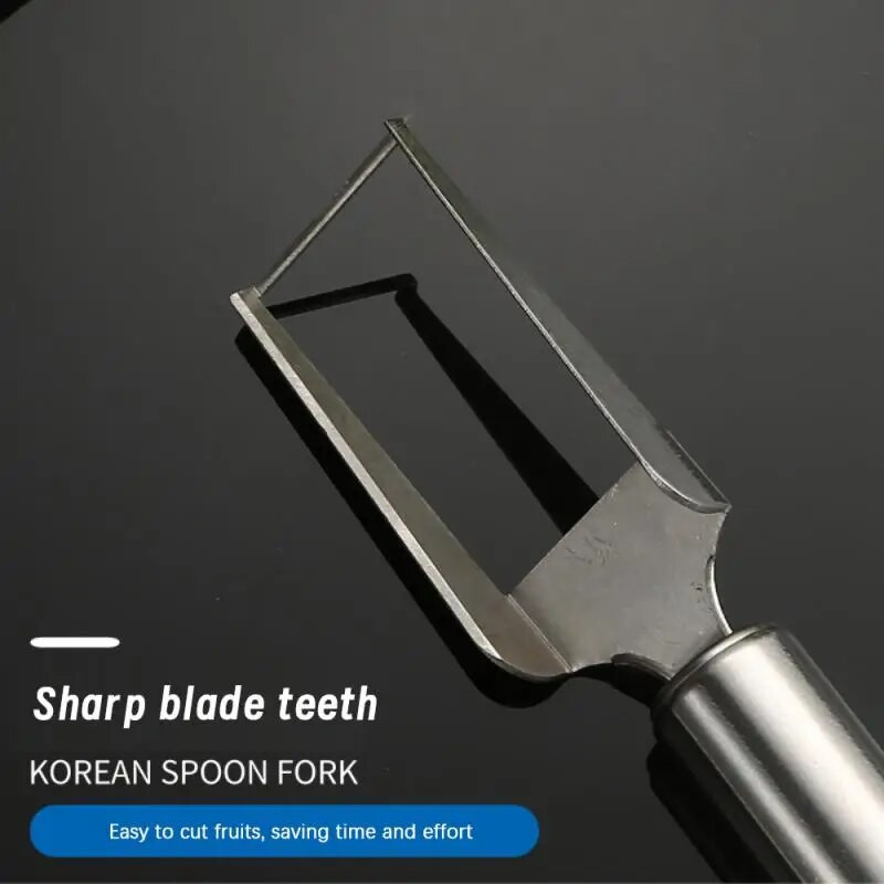 1 vnt. arbūzų pjaustymo kubeliais įrankis nerūdijančio plieno Daugiafunkcis vaisių skirstytuvas, šakutė, kasimo minkštimas, vaisių šakutė Virtuvės priedai