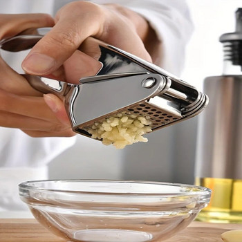 Εγχειρίδιο ανοξείδωτης πρέσας σκόρδου Garlic Pounder Οικιακή βάση για πάστα σκόρδου Αποφλοιωμένο σκόρδο (1 τεμ.)